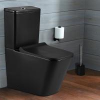 Azario Quadro напольный безободковый унитаз чёрный матовый в комплекте с бачком и сидением микролифт и арматурой. Размер 605x340x810 мм (2 места)
