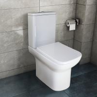 Azario Alba напольный безободковый унитаз  в комплекте с арматурой GEBERIT, сиденье микр. 620*405*805 мм (2 места)