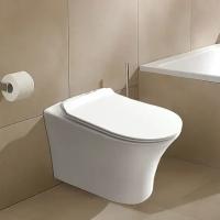 FRETTA ROUND Унитаз подвесной безободковый с сиденьем микролифт. Размер 485x360x365 мм