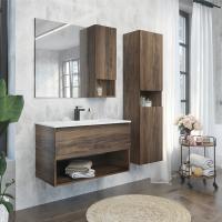 Зеркало-шкаф Comforty Бордо-90 дуб темно-коричневый