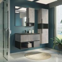 Тумба-умывальник Comforty Франкфурт 90 бетон светлый с раковиной Comforty 90E черная матовая