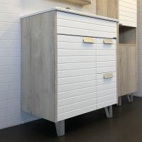 Тумба-умывальник Comforty Клеон-75Н белый/дуб дымчатый с раковиной Quadro 75