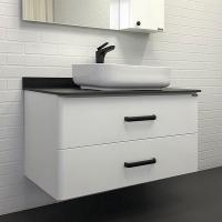 Тумба-умывальник Comforty Амстердам 95 белая с черной матовой столешницей с раковиной Comforty T-Y9378