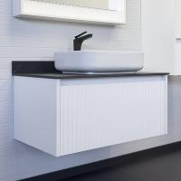 Тумба-умывальник Comforty Марсель-90 белый матовый со столешницей под мрамор Калакатта Блэк c раковиной Comforty T-Y9378