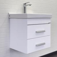 Тумба-умывальник подвесная Comforty Никосия 50П белый глянец с раковиной Fest 50 F01