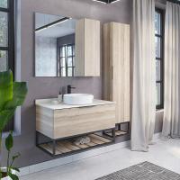 Тумба-умывальник Comforty Порто-90 дуб дымчатый с белой столешницей c раковиной Comforty 9110