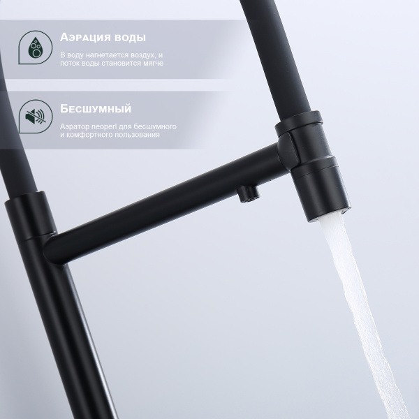 Смеситель Splenka для кухни со съемным гибким изливом, с магнитным фиксатором излива, с подключением фильтра питьевой воды