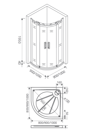 Душ.ограж. Galaxy R-TD-100-C-CH