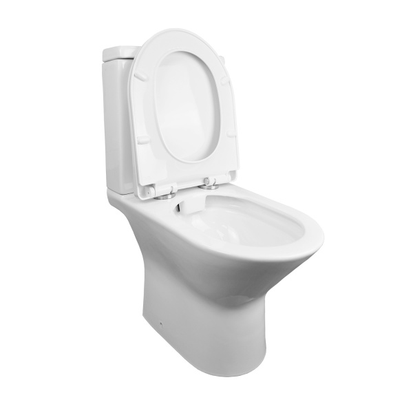 Fretta new Унитаз напольный безободковый в комплекте с бачком и сиденьем микролифт, дюропласт. Размер 615*370*790 мм