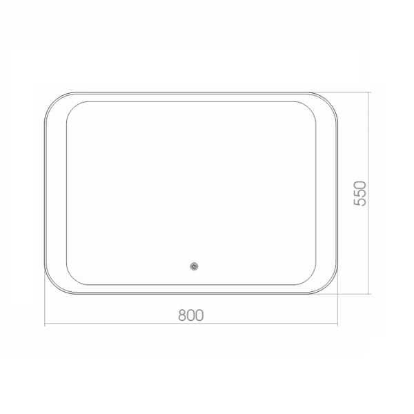 Зеркало AZARIO Индиго 800х550 с LED-подсветкой и диммером, сенсорным выключателем (ФР-00001410)