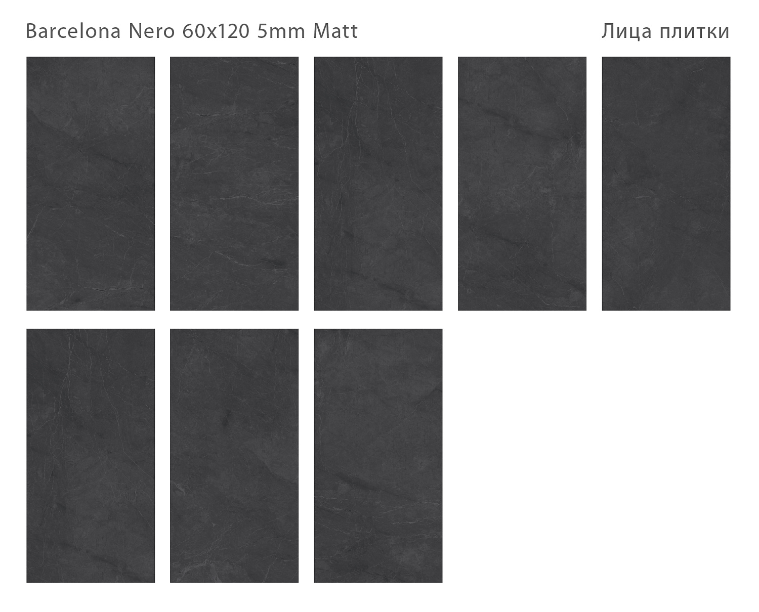 Плитка Barcelona Nero 60x120 5мм Matt (4 шт.в уп)