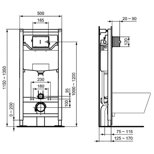 Инсталляция для подвесного унитаза Ideal Standard Prosys (R0204промо)