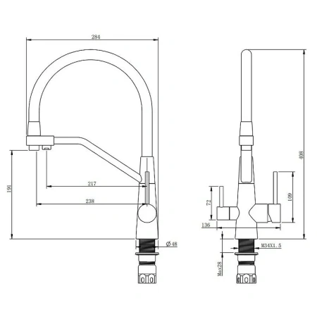 Смеситель Splenka для кухни со съемным гибким изливом, с магнитным фиксатором излива, с подключением фильтра питьевой воды