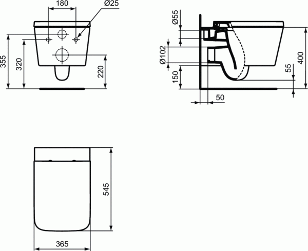 T368601 BLEND CUBE Подвесной унитаз с технологией смыва AquaBlade®, глубокий смыв, с крепежом TT0293963