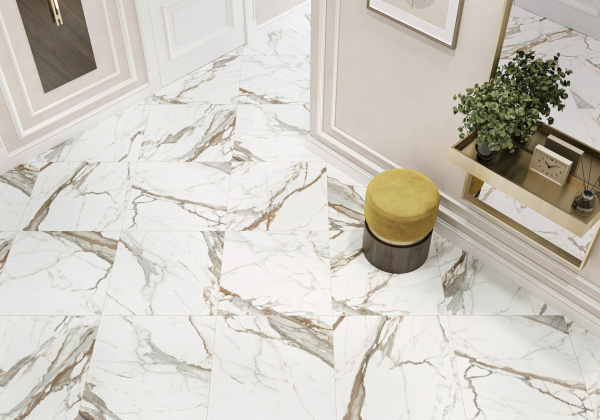 Calacatta Premium D60209M Керамогранит матовый карвинг 600*600*9,5 (4 шт в уп/43.2  м в пал)
